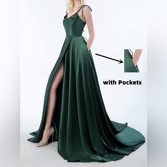 ✨NWOT ✨Satin High Slit A-Line Maxi Dresses for Women - Picture 4 of 4